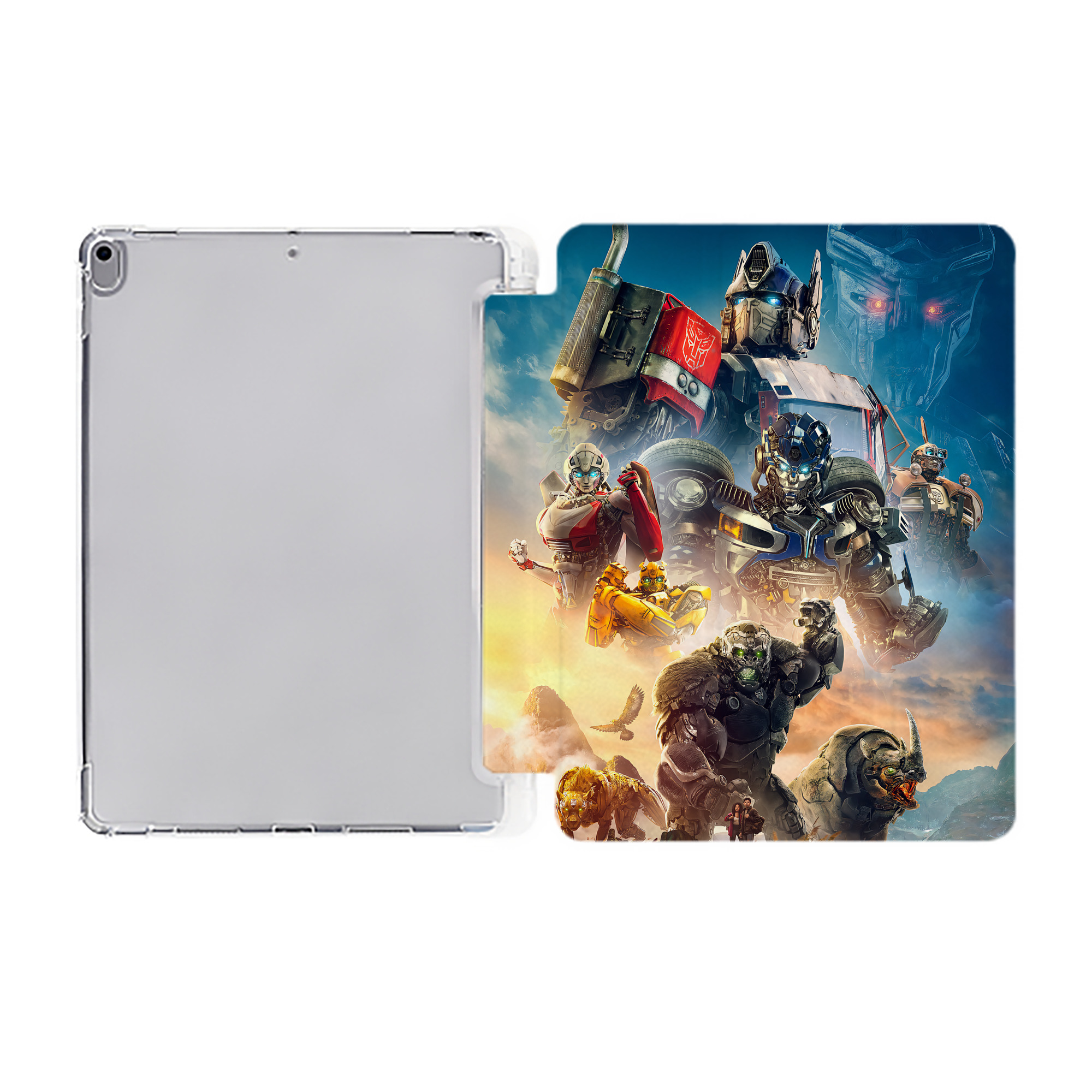（画像用） Transformers トランスフォーマー IPad ケース ペン収納付き 三つ折りスタンド PUレザー×シリコン 対応機種9.5/10.5/10.9インチ